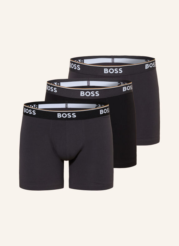 BOSS 3-pack boxershorts POWER DONKERGRIJS / ZWART