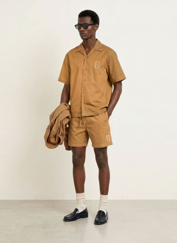 LACOSTE Resortskjorta med avslappnad passform KONJAK