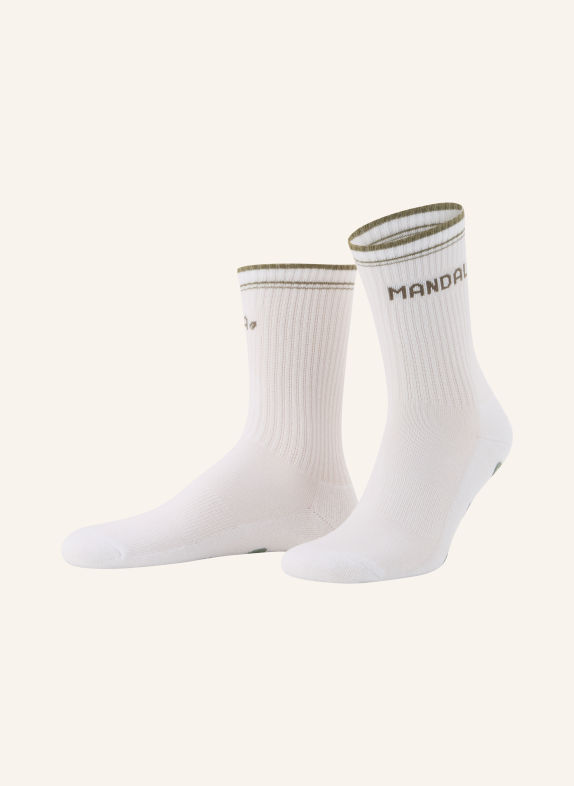 MANDALA Yoga and Pilates socks ALL SPORTS WHITE / OLIVE