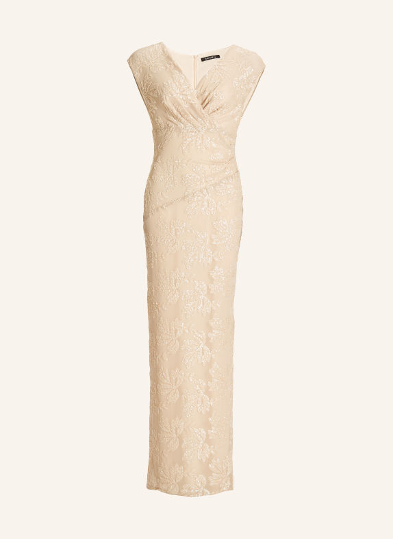SWING Mesh evening gown with sequins BEIGE