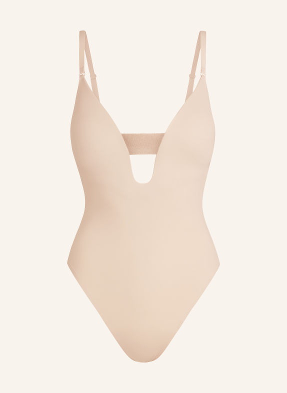 SPANX Body modelujące SPANXSHAPE™ SUIT YOUR FANCY PLUNGE LOW BACK THONG BODYSUIT BEŻOWY