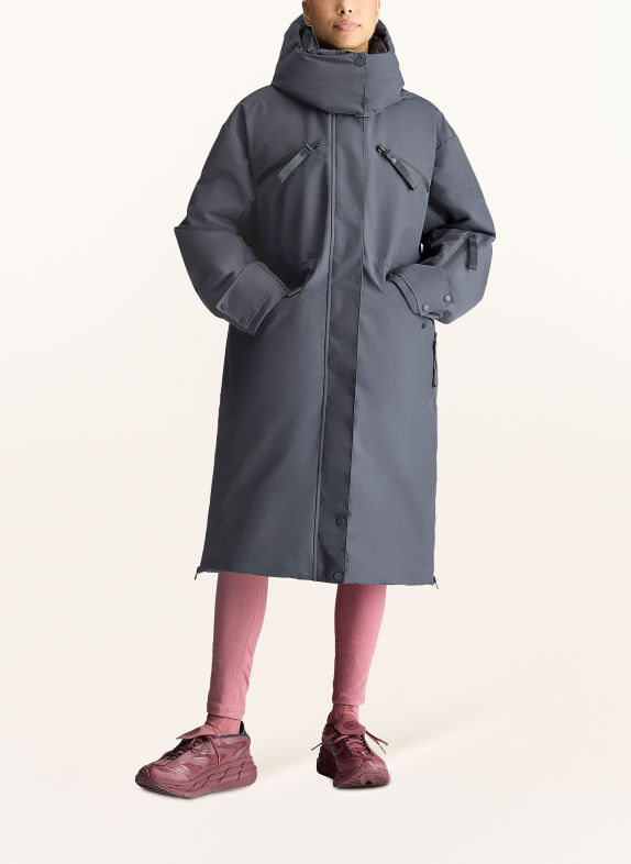 adidas by Stella McCartney ADIDAS BY STELLA MCCARTNEY LONG PADDED Mantel met afneembare capuchon DONKERGRIJS