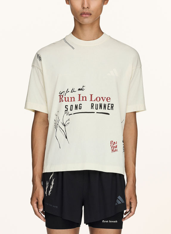 adidas T-Shirt ECRU / DUNKELROT / SCHWARZ