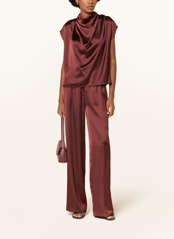 HUGO CASMENA-blouseshirt van satijn MARRON FONCÉ