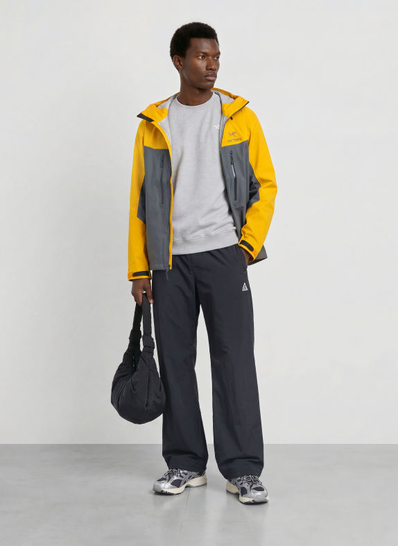 ARC'TERYX Hardshell-Jacke ALPHA DUNKELGRAU / GELB