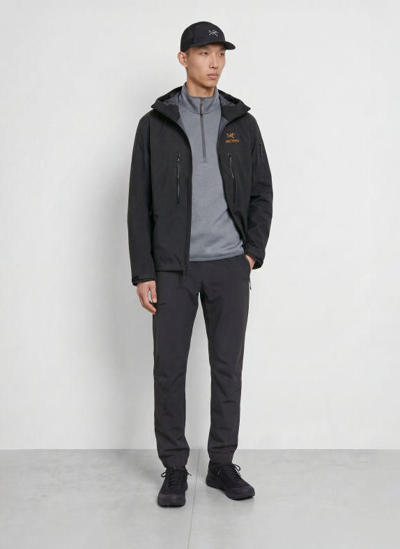 ARC'TERYX Pull col zippé COVERT GRIS CLAIR