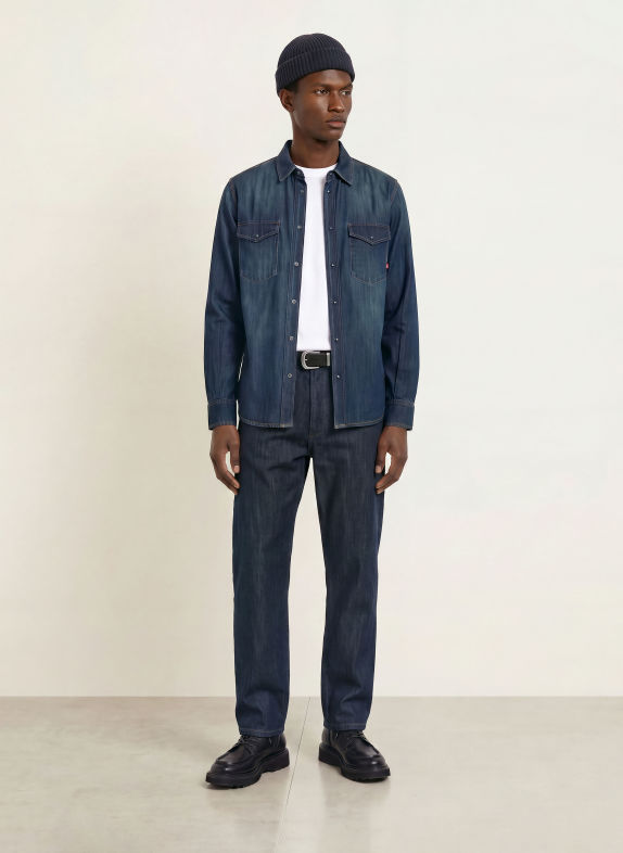 MOS MOSH Gallery Jeanshemd MMGDAVID Comfort Fit DONKERBLAUW