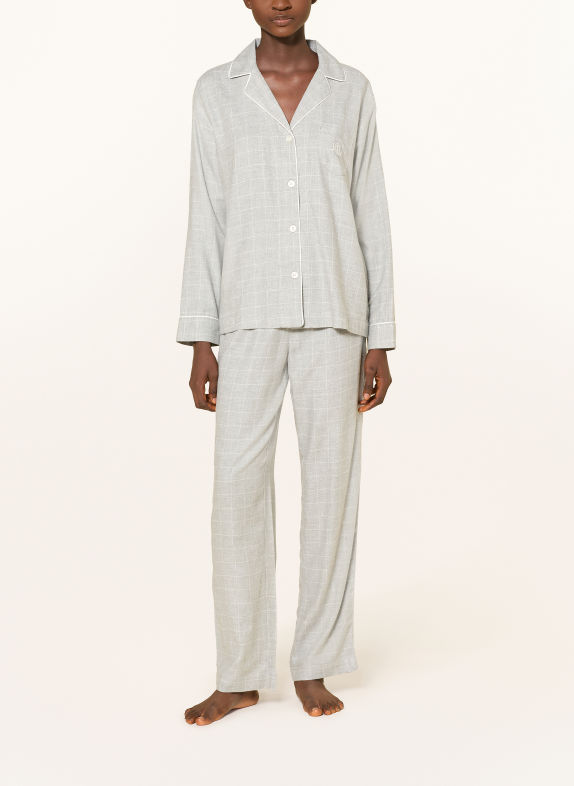 LAUREN RALPH LAUREN Pyjama van flanel GRIJS / WIT