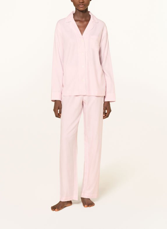 LAUREN RALPH LAUREN Pyjama van flanel ROSE CLAIR / WIT