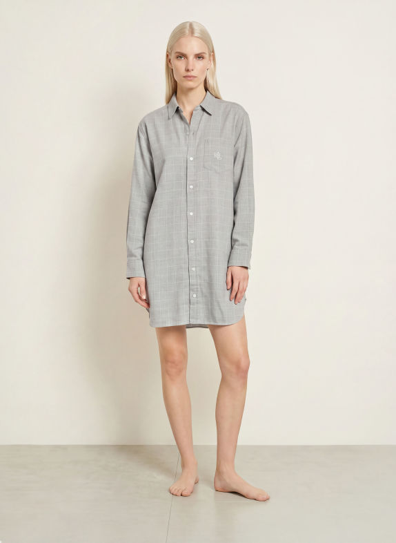 LAUREN RALPH LAUREN Nachthemd LICHTGRIJS / WIT