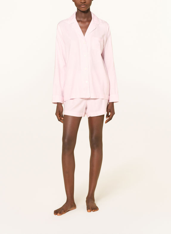LAUREN RALPH LAUREN Shorty-pyjama van flanel ROSE CLAIR / WIT