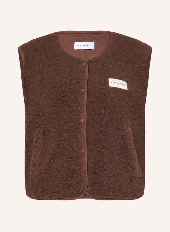 OH APRIL Teddyfell-vest MAGNOLIA MARRON FONCÉ