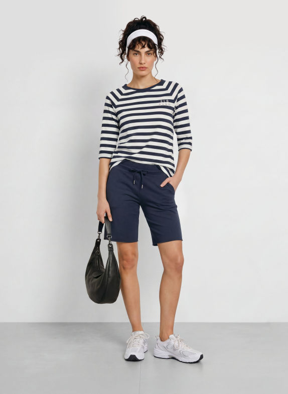 ELBSAND Shirt CELIN met 3/4-mouwen DONKERBLAUW / WIT