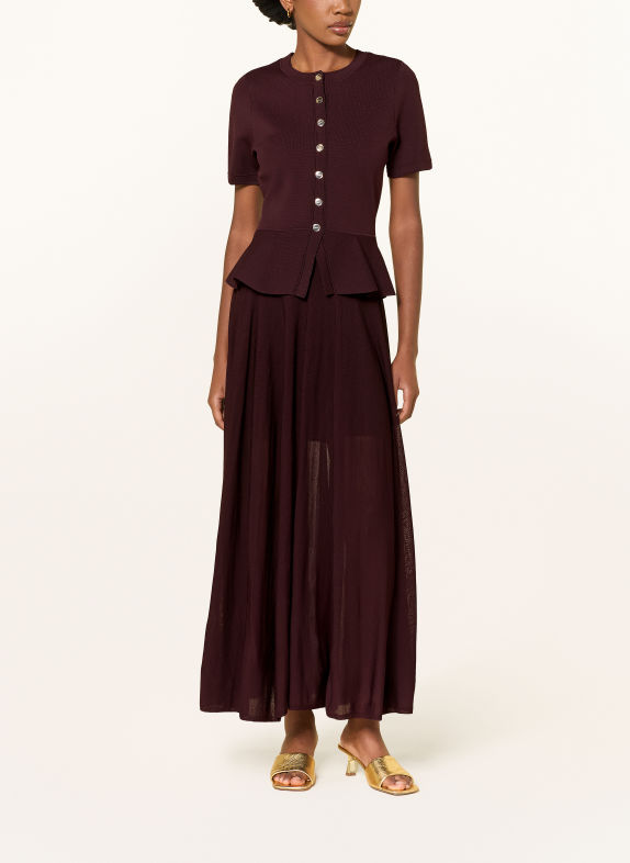 SANDRO Kleid im Materialmix DUNKELROT