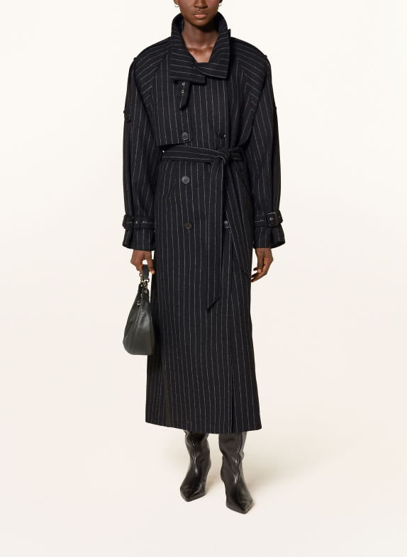 GESTUZ Trenchcoat GZAVIC SCHWARZ / HELLGRAU