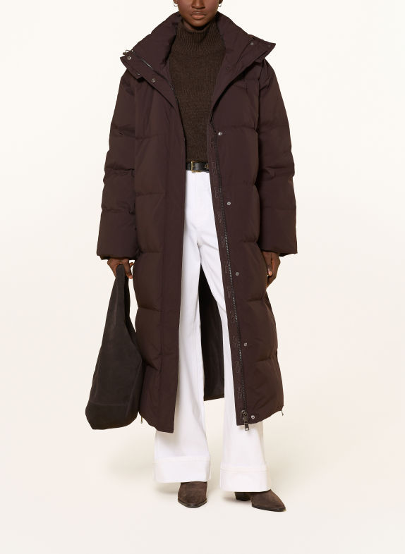 GESTUZ GZROA Down coat with Detachable Hood DARK BROWN