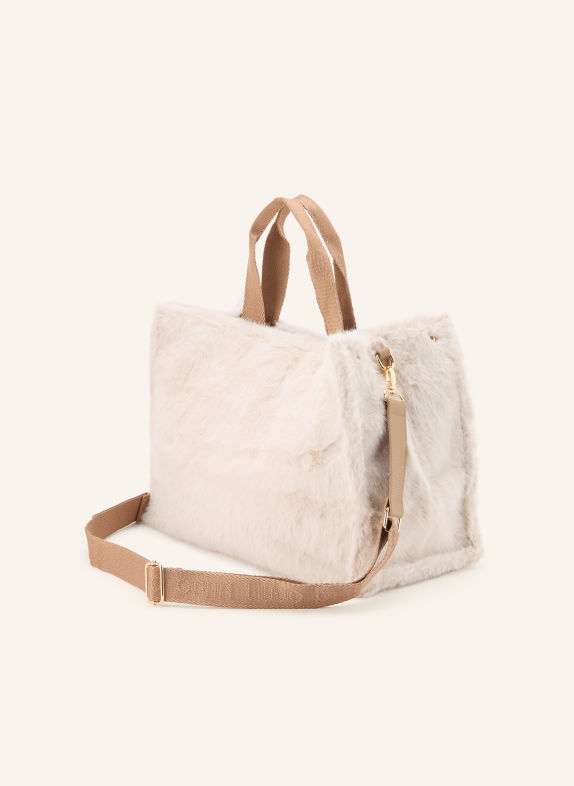 LIU JO Shopper i kunstpels ECRU / COGNAC