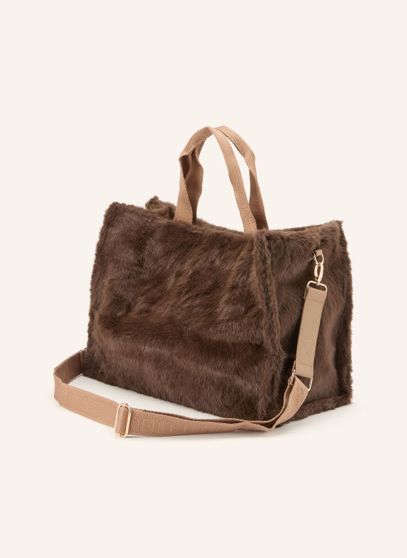 LIU JO Shopper i kunstpels MØRKEBRUN / BEIGE