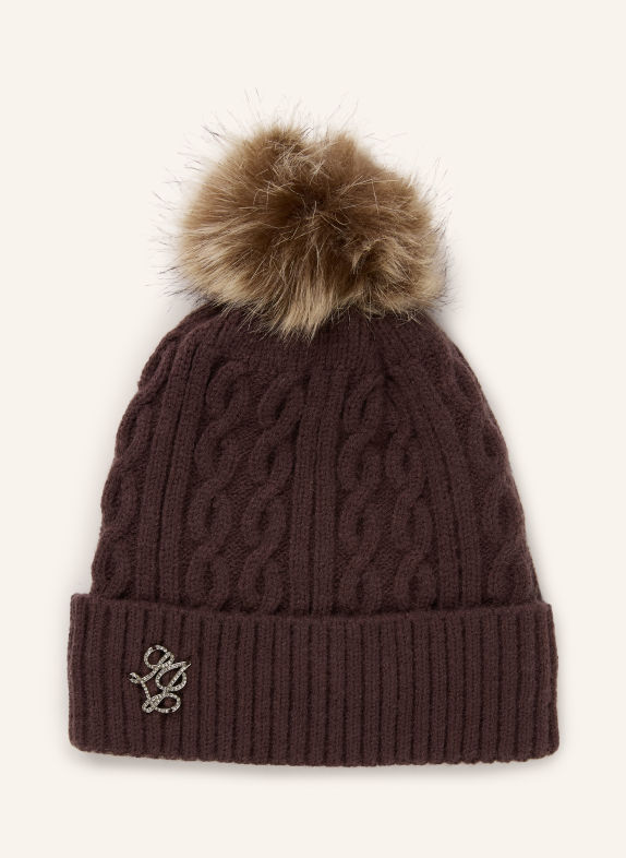 LIU JO Muts met sierstenen MARRON FONCÉ / ZILVER / BEIGE
