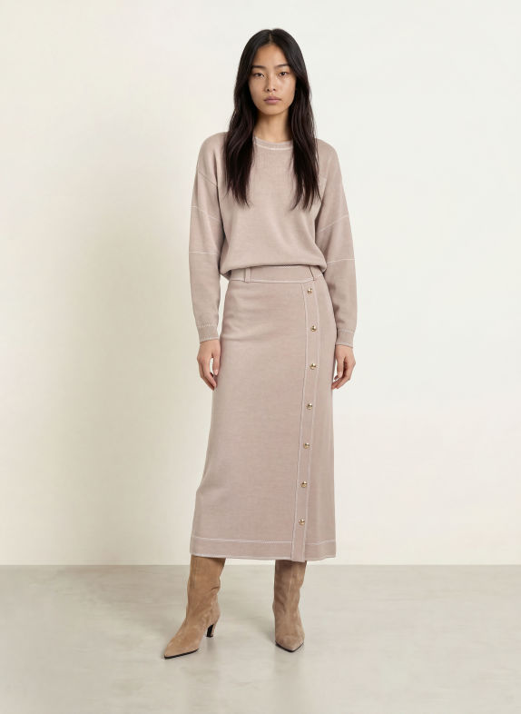 LIU JO Strickrock TAUPE / WEISS