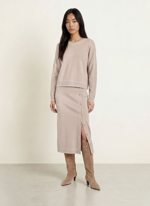 LIU JO Pullover mit Schmucksteinen TAUPE