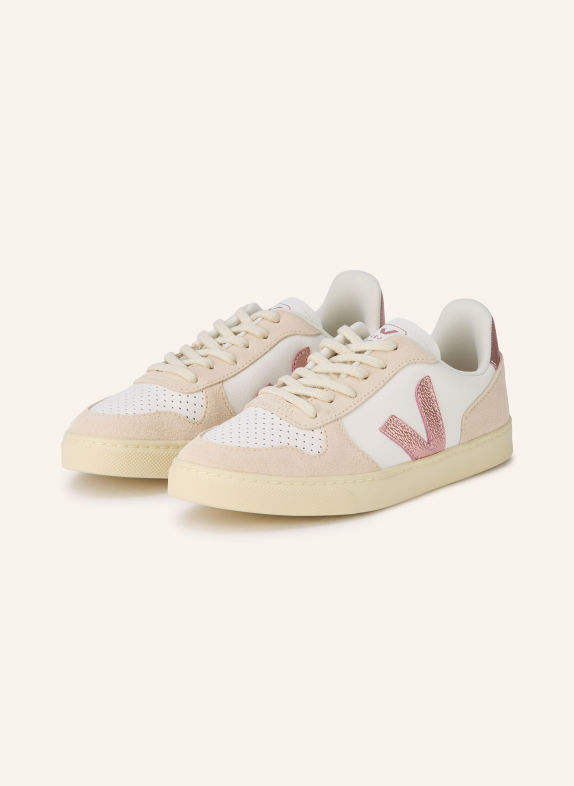 VEJA Sneaker SMALL V-10 WEISS / ROSA / BEIGE