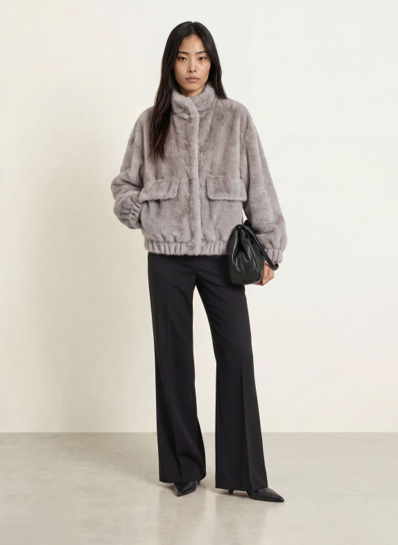 LIU JO Faux Fur Jacket GRAY