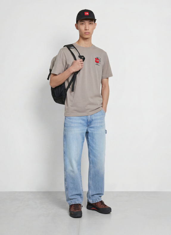THE NORTH FACE T-shirt GEAR UP GET OUT TAUPE