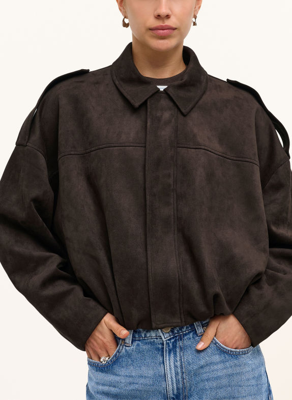 ONLY Leather-look jacket DARK BROWN