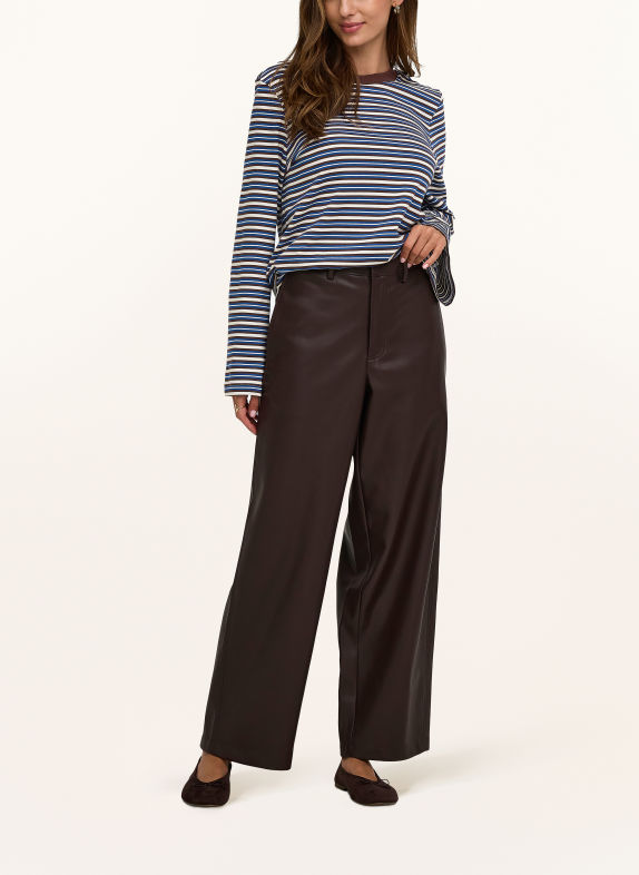 ONLY Broek met leerlook MARRON FONCÉ