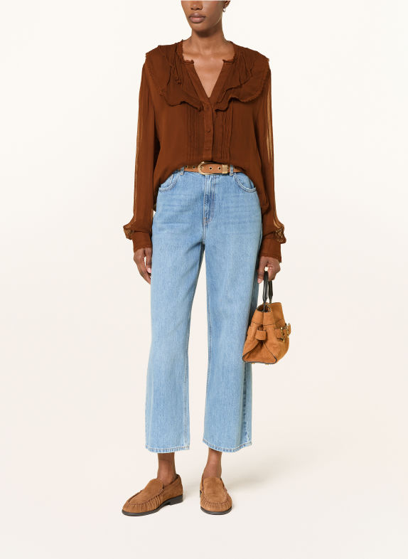 RIANI Blouse met kant en volants BRUIN