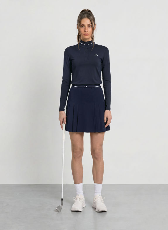 J.LINDEBERG Jupe plissée BLEU FONCÉ / BLANC / NOIR