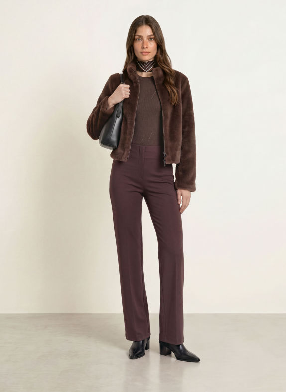 MARC CAIN WINDER jersey marl pants 697 seal brown