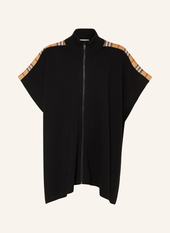 BURBERRY Cape IZZA SCHWARZ / BEIGE / ROT