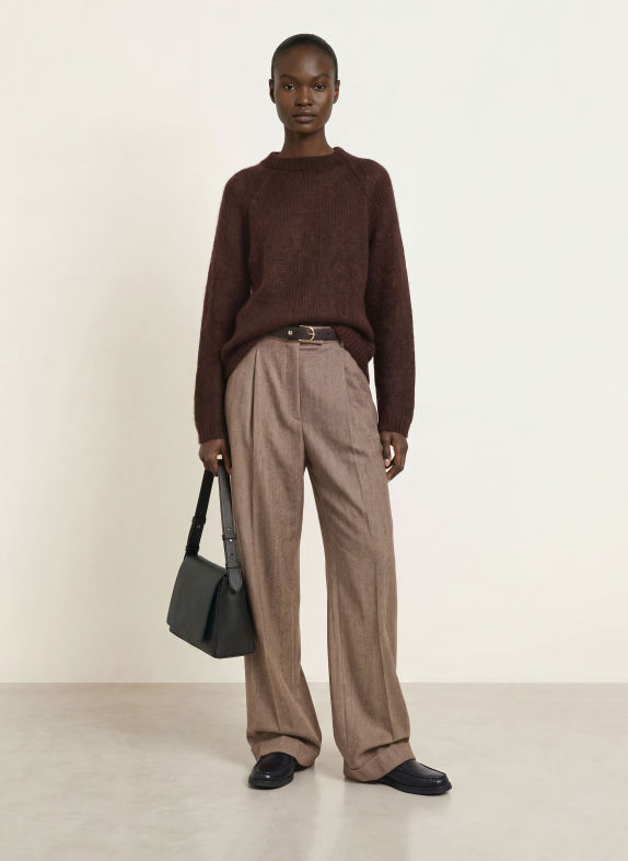 BOSS Pullover FEWENA mit Alpaka DUNKELBRAUN