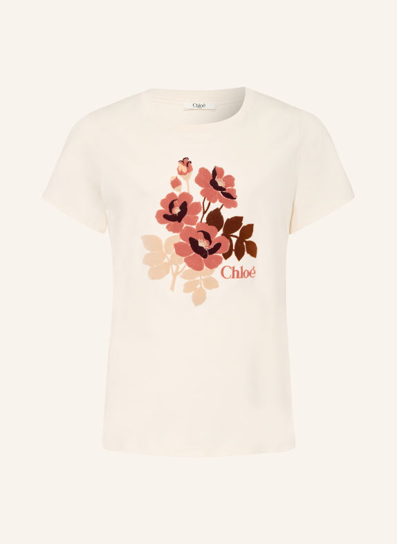 Chloé T-shirt CRÈME / MARRON FONCÉ / ROZE