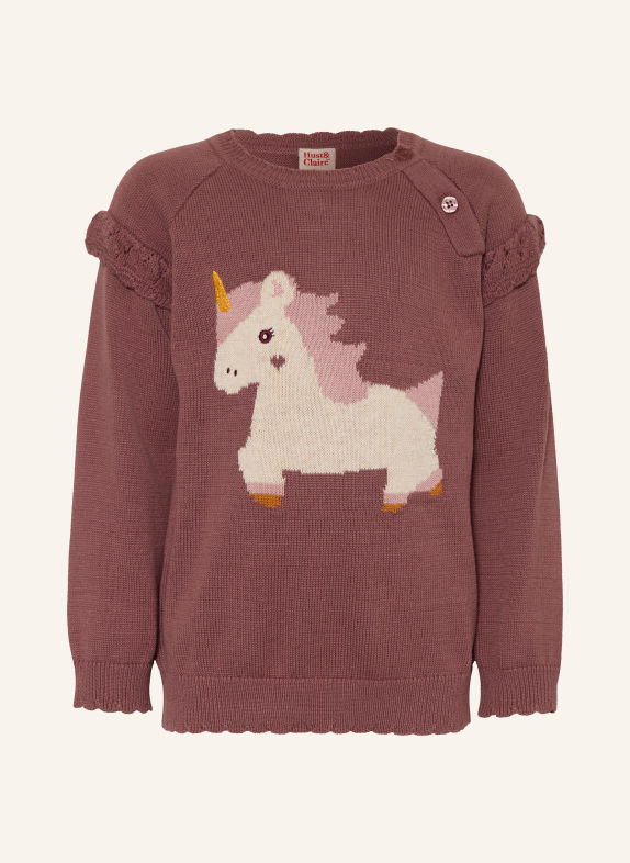 HUST and CLAIRE HCPUSLE Sweater with Ruffles PURPLE