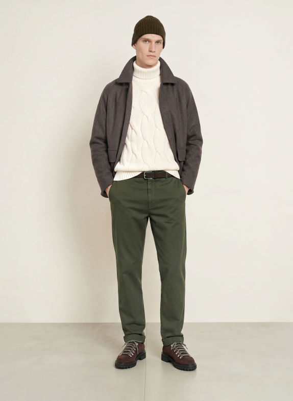 BERWICH Chino YRETROLONG Slim Fit OLIVGRÖN