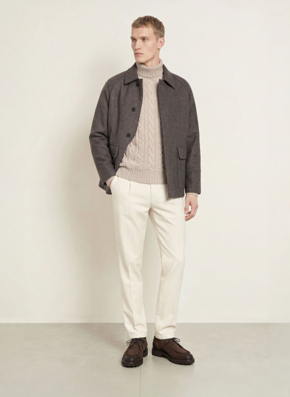 FEDELI Coltrui met col en kasjmier BEIGE