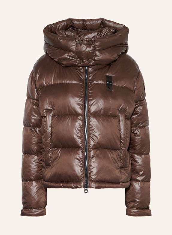 Blauer Steppjacke GLORIA mit abnehmbarer Kapuze DUNKELBRAUN