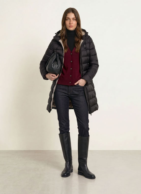 Blauer Lightweight-Daunenmantel AGNES SCHWARZ