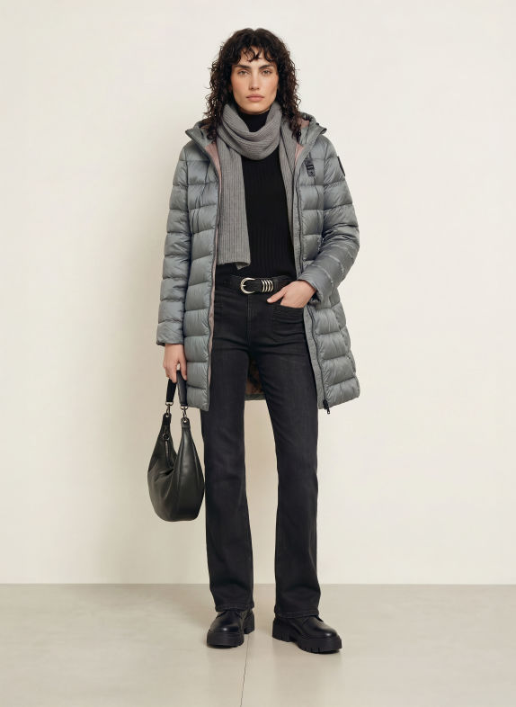 Blauer Lightweight-Daunenmantel AGNES GRAU