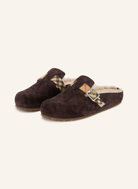 BURBERRY Muiltjes URCHIN MARRON FONCÉ / ZILVER / BEIGE