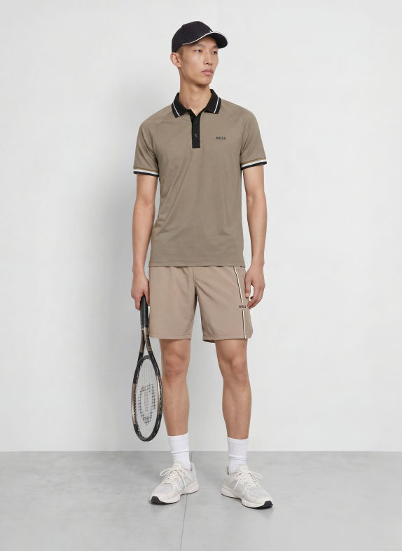 BOSS Tennisshorts GAME TAUPE / WEISS / SCHWARZ