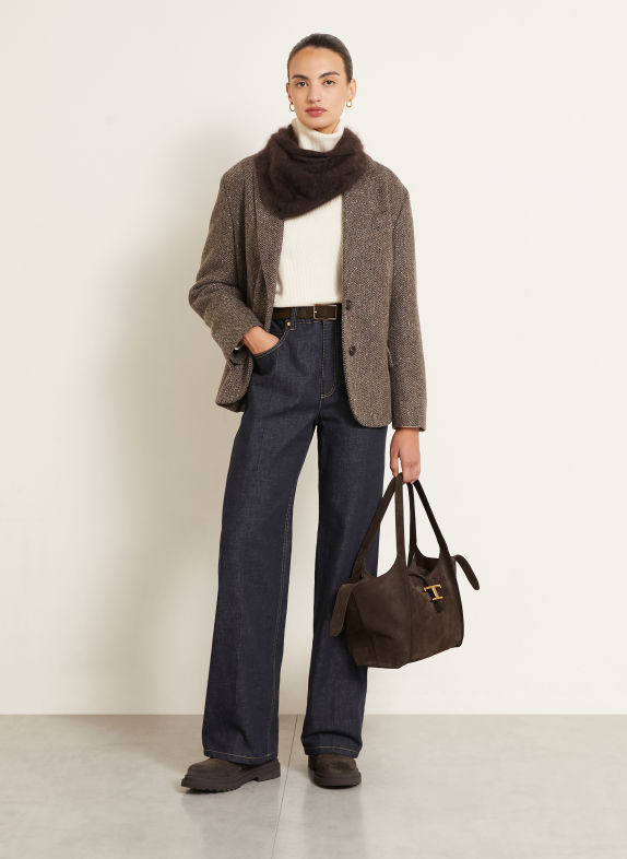 TOD'S Shoppers T TIMELESS SMALL MARRON FONCÉ / GOUD