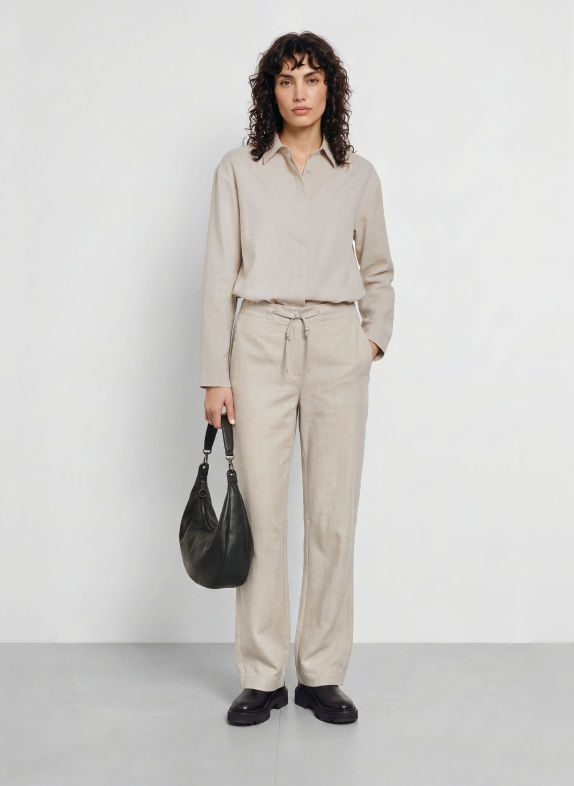 JEANNE BARET Hella-overhemdblouse van flanel LICHTGRIJS