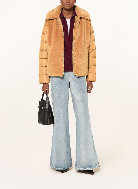 SAVE THE DUCK Teddyfell-Jacke HANA im Materialmix CAMEL