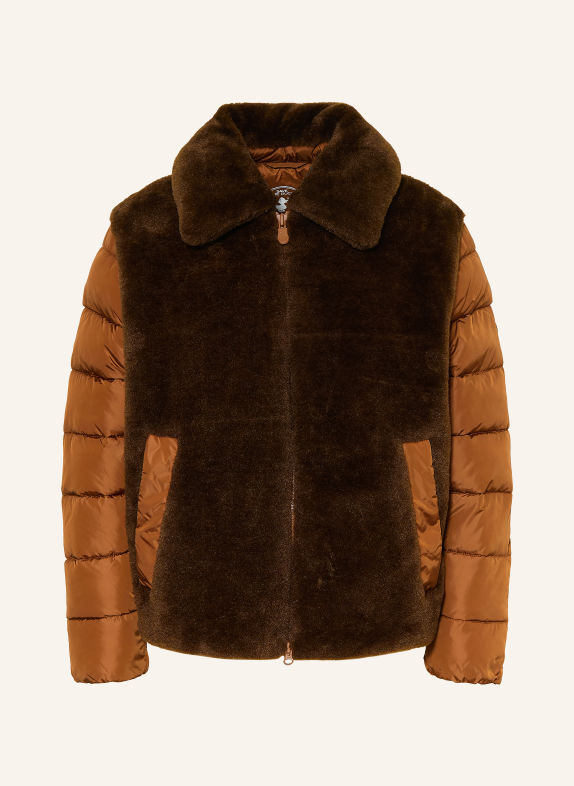 SAVE THE DUCK HANA Teddy Fur Jacket in a Mix of Materials BROWN / DARK BROWN