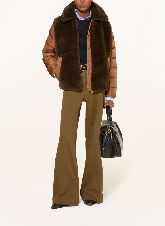 SAVE THE DUCK Teddyfell-Jacke HANA im Materialmix BRAUN / DUNKELBRAUN