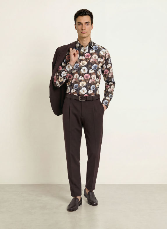 OLYMP SIGNATURE Hemd Signature tailored fit DUNKELBLAU / ROSA / BEIGE